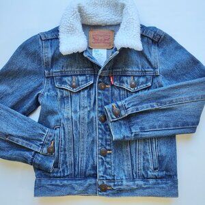 Levi's Classic Trucker Denim Jean Jacket Sherpa Collar Youth/Kid/Toddler 4T